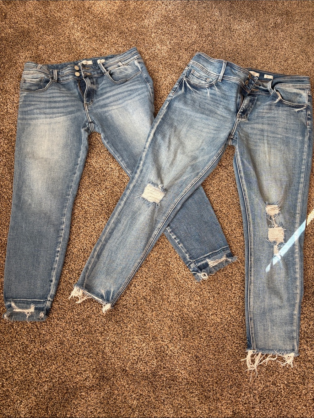 Kancan Women’s Distressed Light Blue Denim Jeans - skinny-both pair